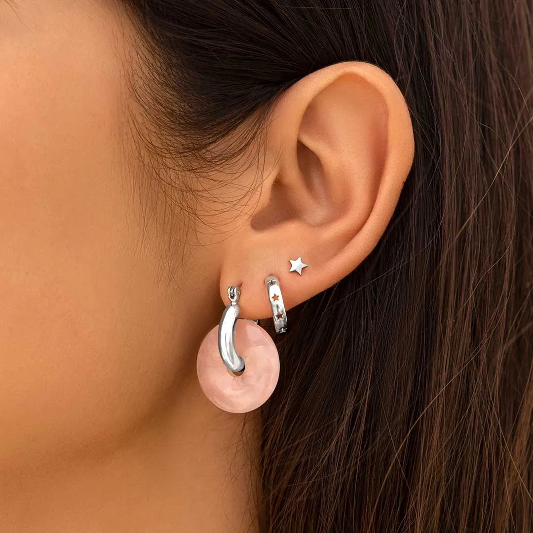 Bella Rose Quartz Hoop Earrings