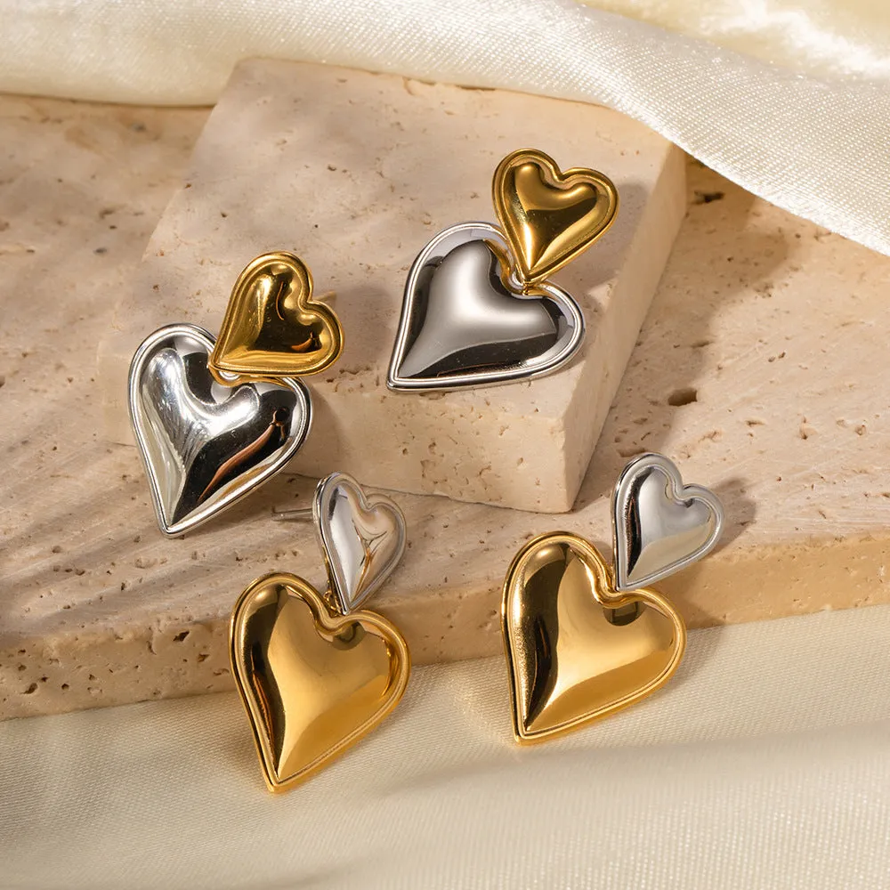 Bi-metal Heart Studs