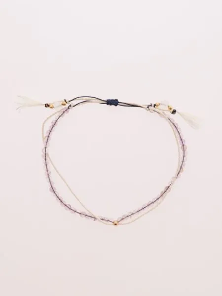 Birthstone Silk Braid Anklet- FEB