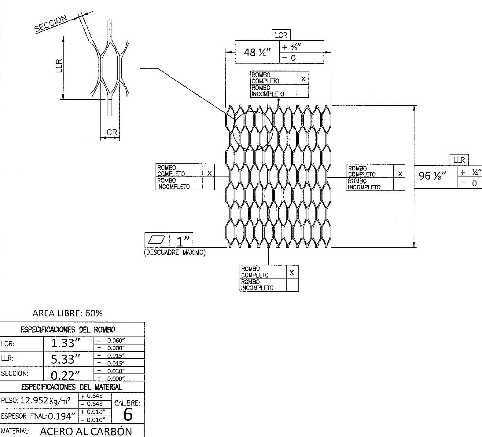 Black Steel Expanded Grating 31001