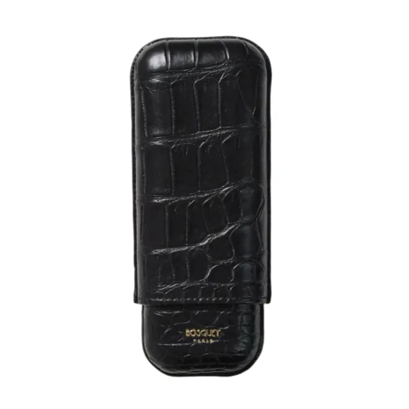 Bosquet Crocodile Cigar Case, Black