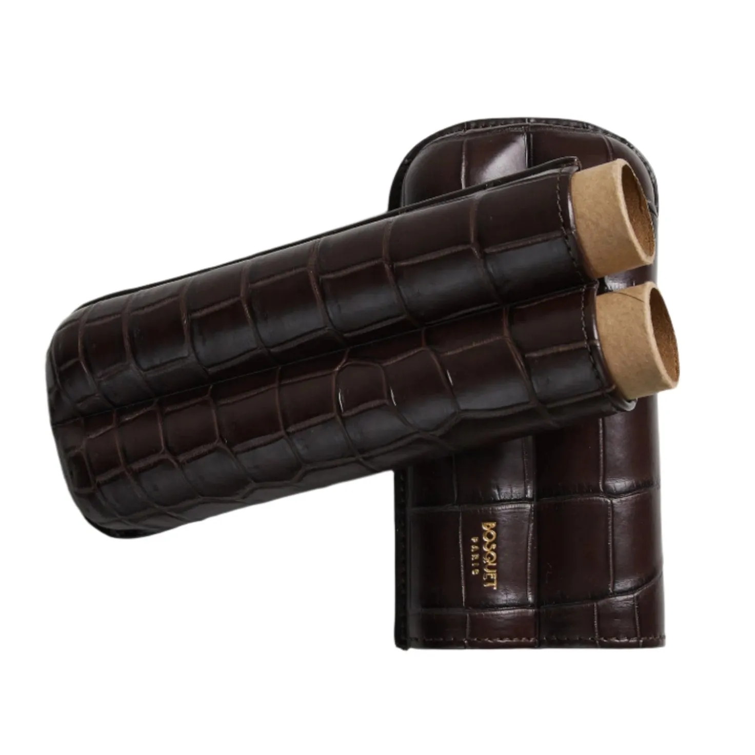 Bosquet Crocodile Cigar Case, Dark Brown