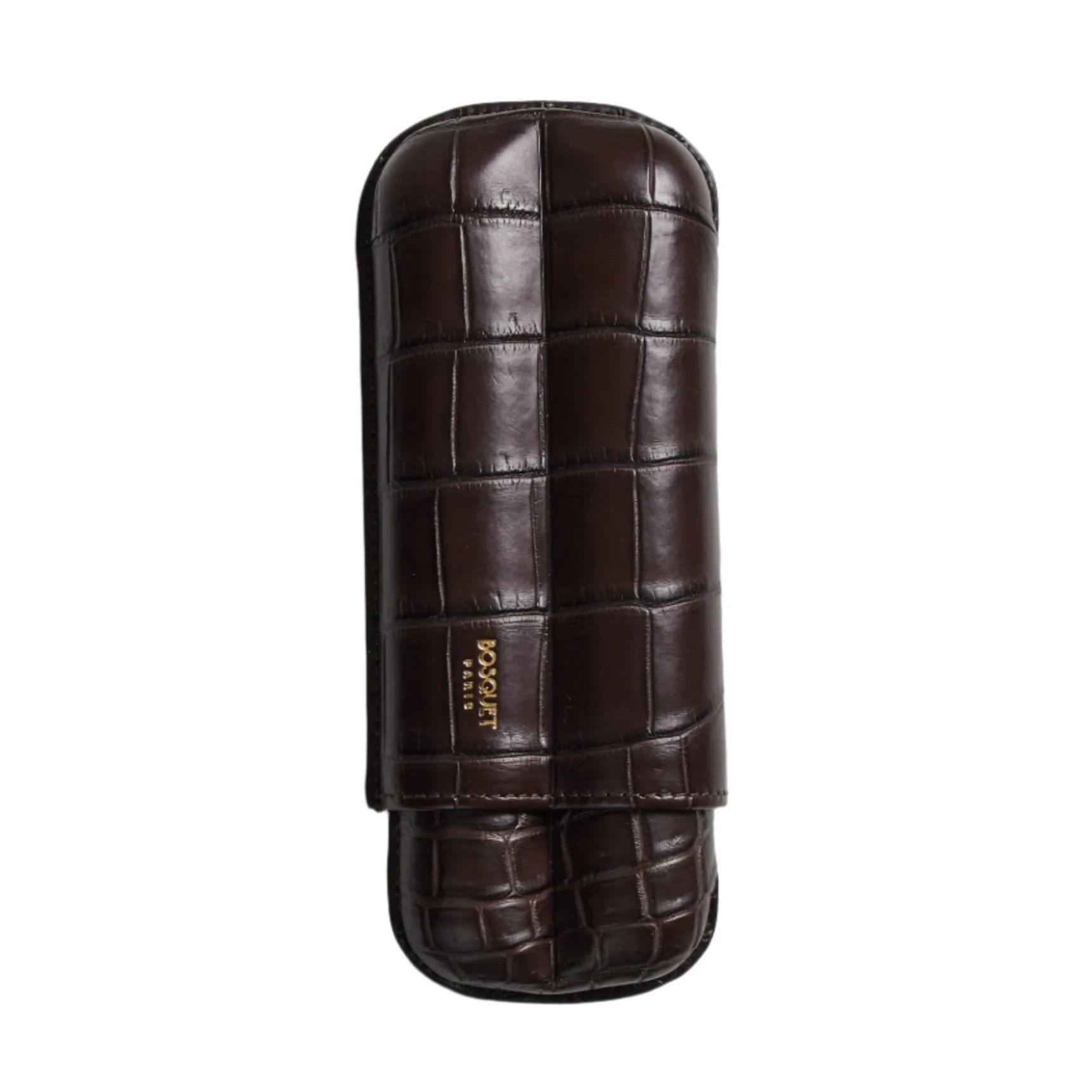 Bosquet Crocodile Cigar Case, Dark Brown