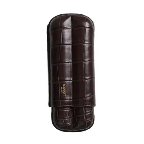 Bosquet Crocodile Cigar Case, Dark Brown