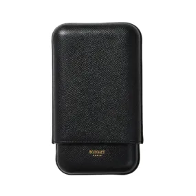 Bosquet Smooth Black Cylindrical Leather Cigar Case