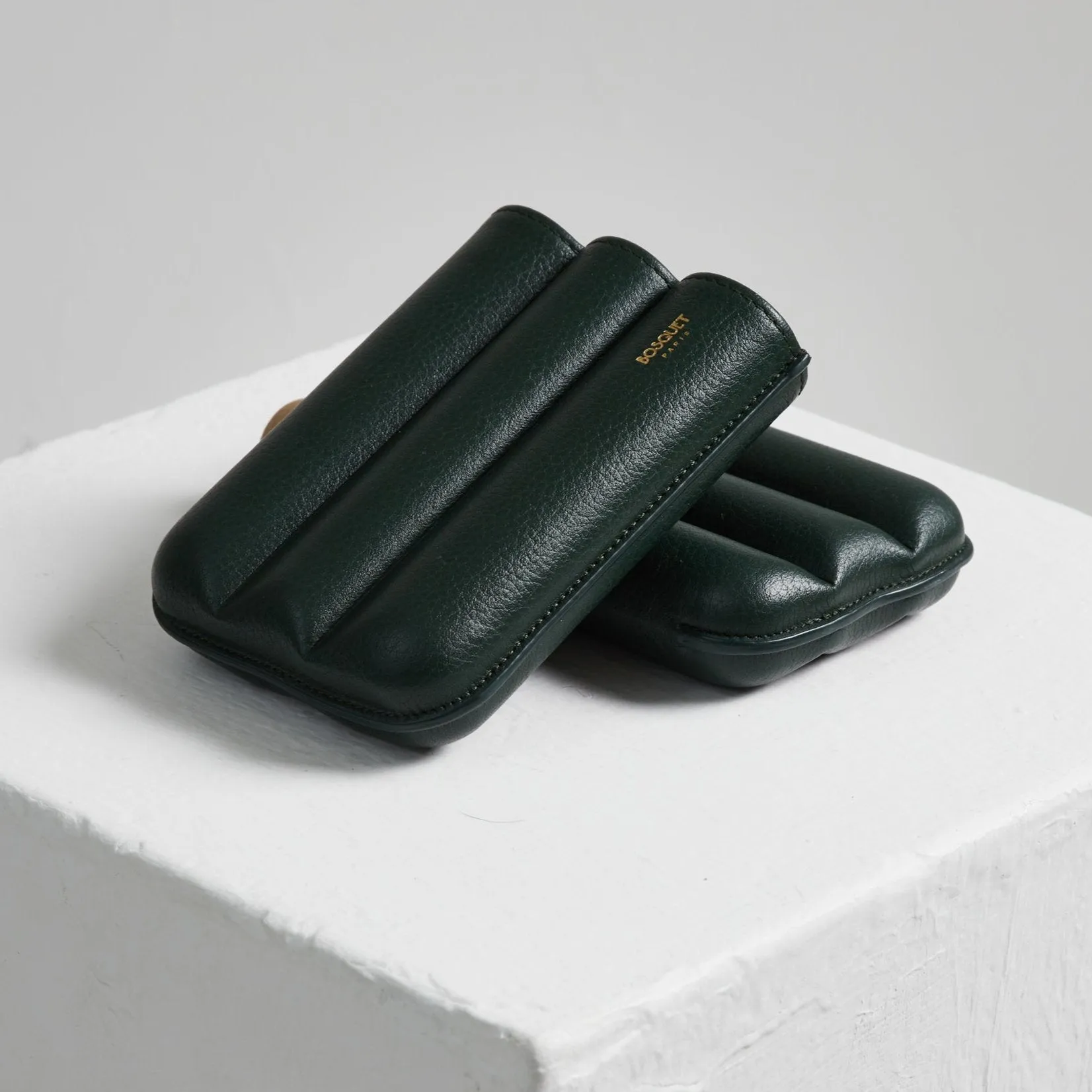 Bosquet Smooth Forest Green Cylindrical Leather Cigar Case