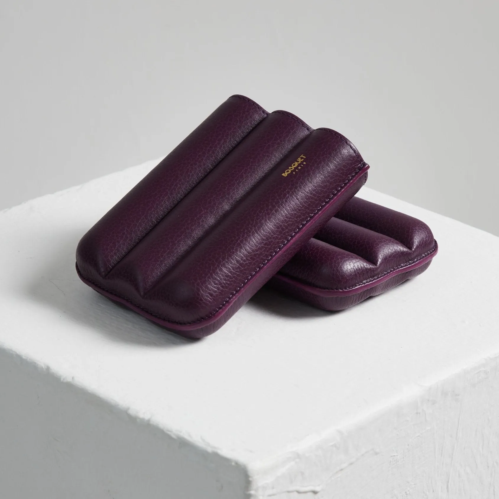 Bosquet Smooth Purple Cylindrical Leather Cigar Case