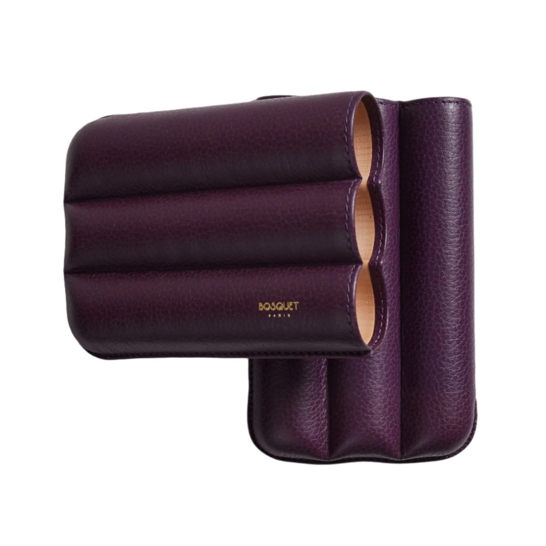 Bosquet Smooth Purple Cylindrical Leather Cigar Case