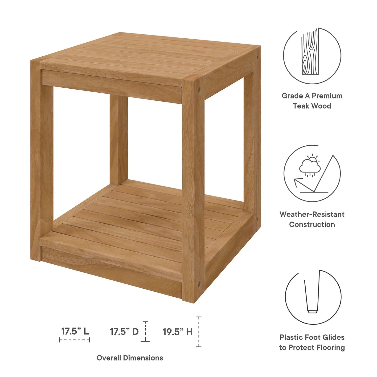 Carlsbad Teak Wood Outdoor Patio Side Table by Modway