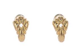 Chaumet Clip & Post Shield Huggies Solid 18K 750 Yellow Gold Pair of Earrings