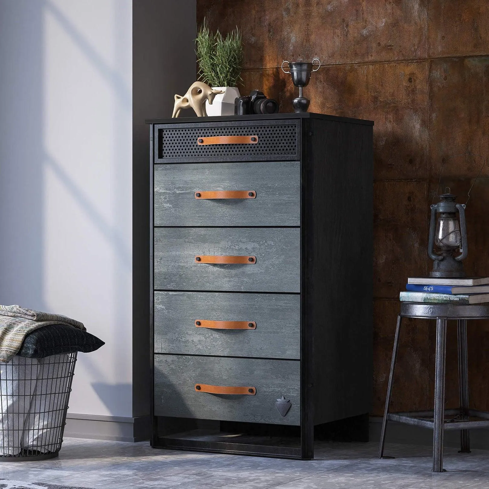 Cilek Dark Metal Tall Dresser