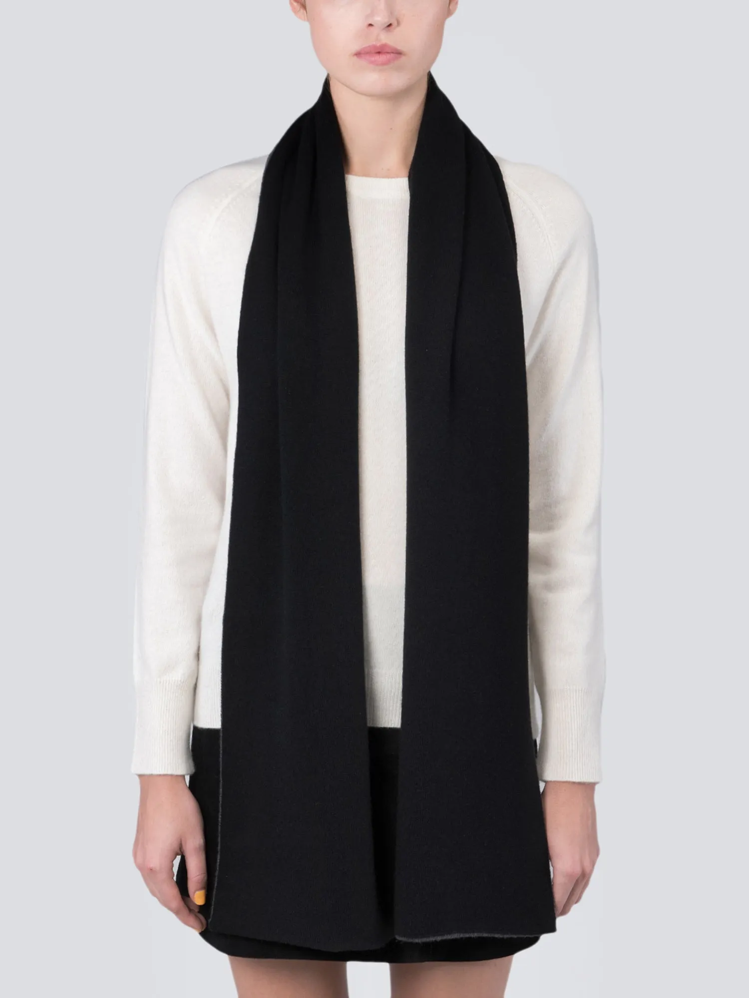 Colorblock Cashmere Scarf_Black/Graphite