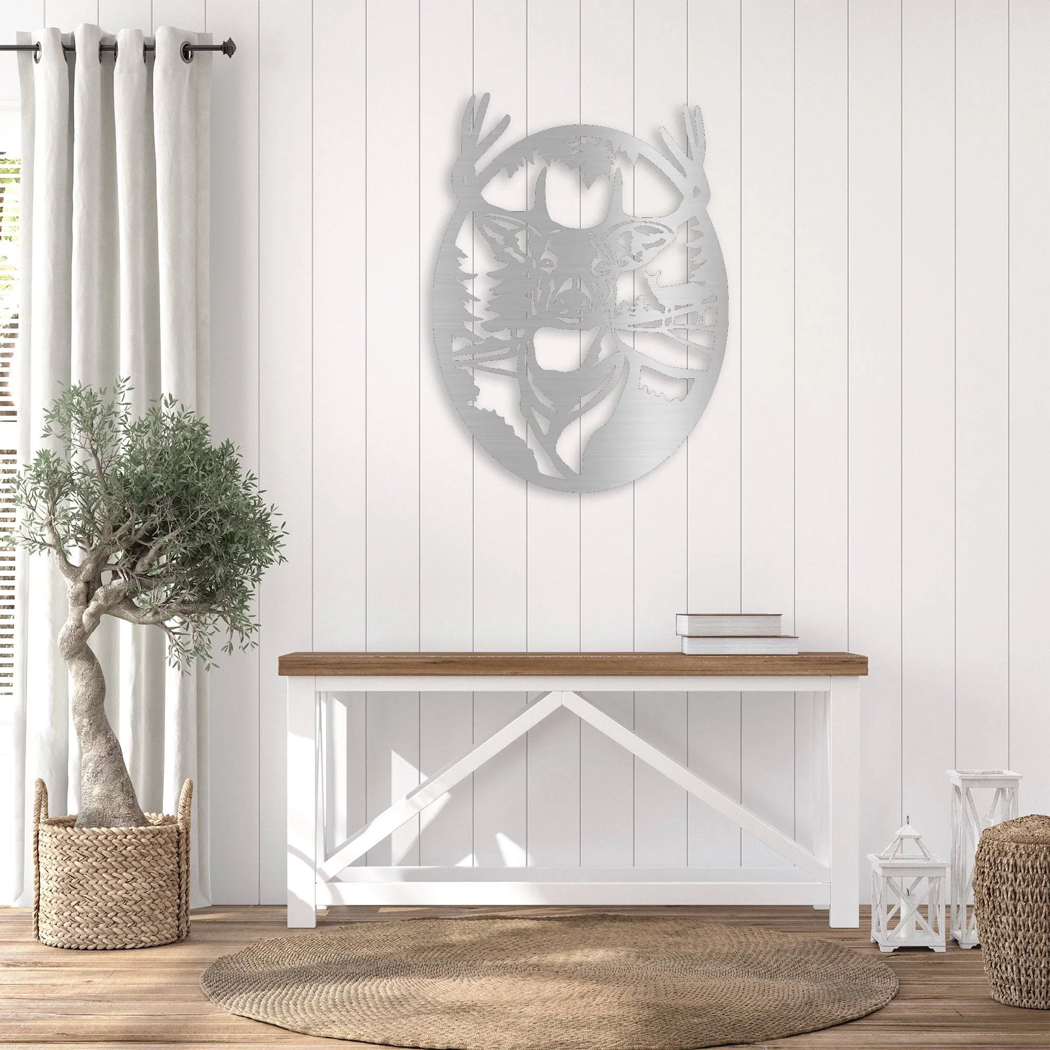 Deer Portrait - Metal Wall Art