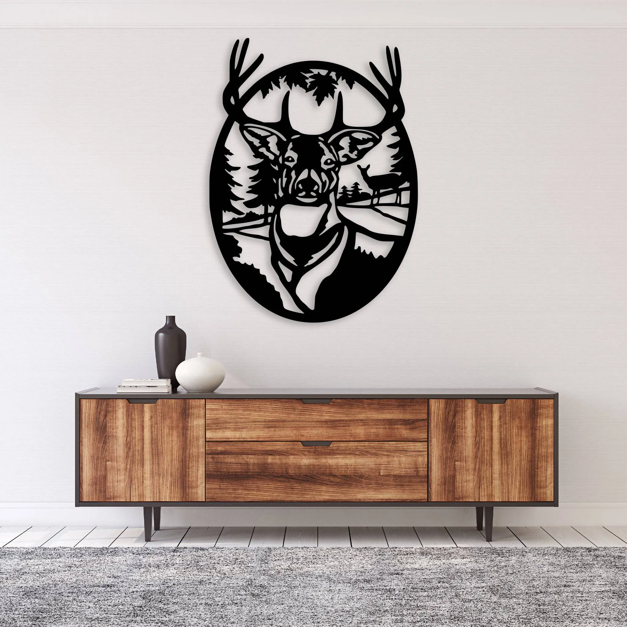 Deer Portrait - Metal Wall Art