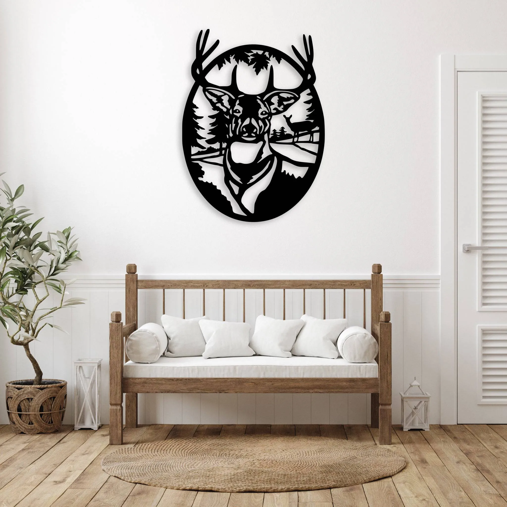 Deer Portrait - Metal Wall Art