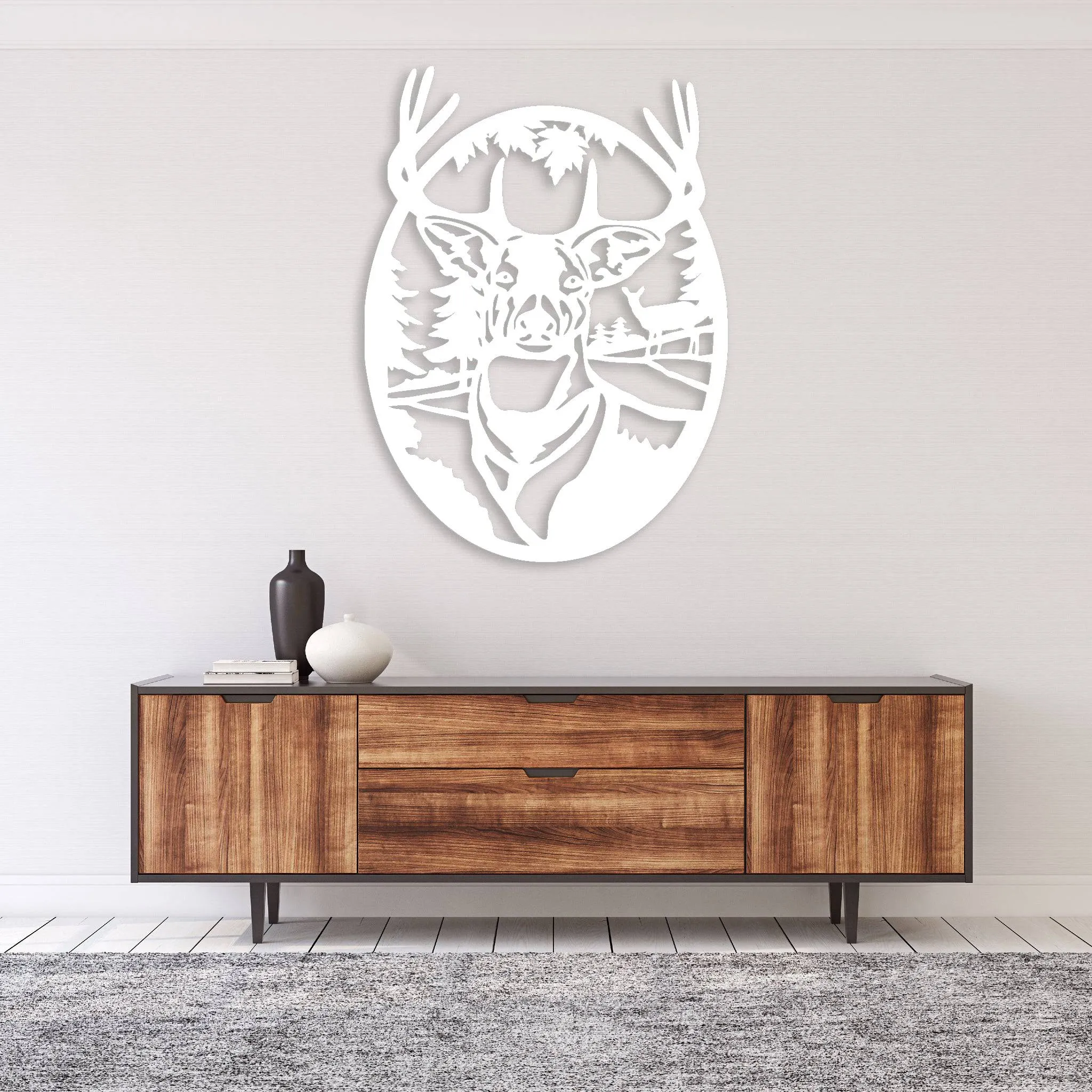 Deer Portrait - Metal Wall Art