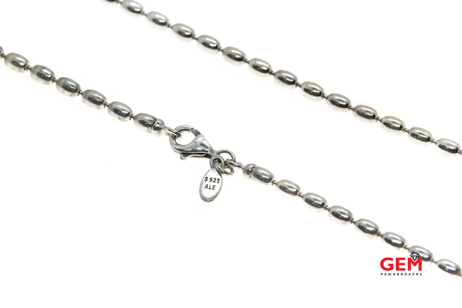 Discontinued ALE Pandora 3mm Beaded Chain 925 Sterling Silver 23.8" Necklace