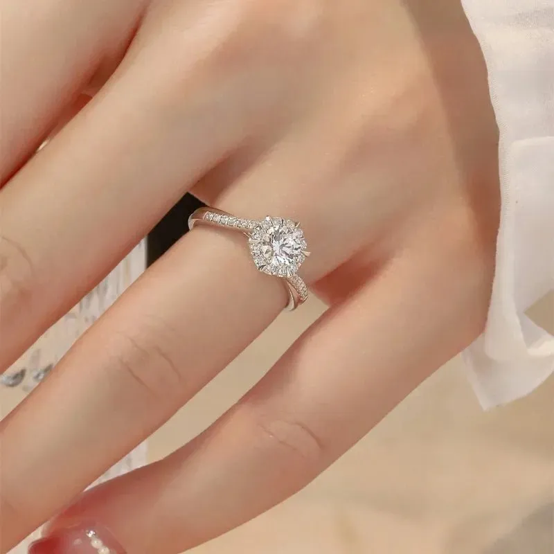 Eternity Wedding Trend Women Rings with Brilliant Cubic Zirconia Temperament Elegant Lady Rings Engagement Band Jewelry