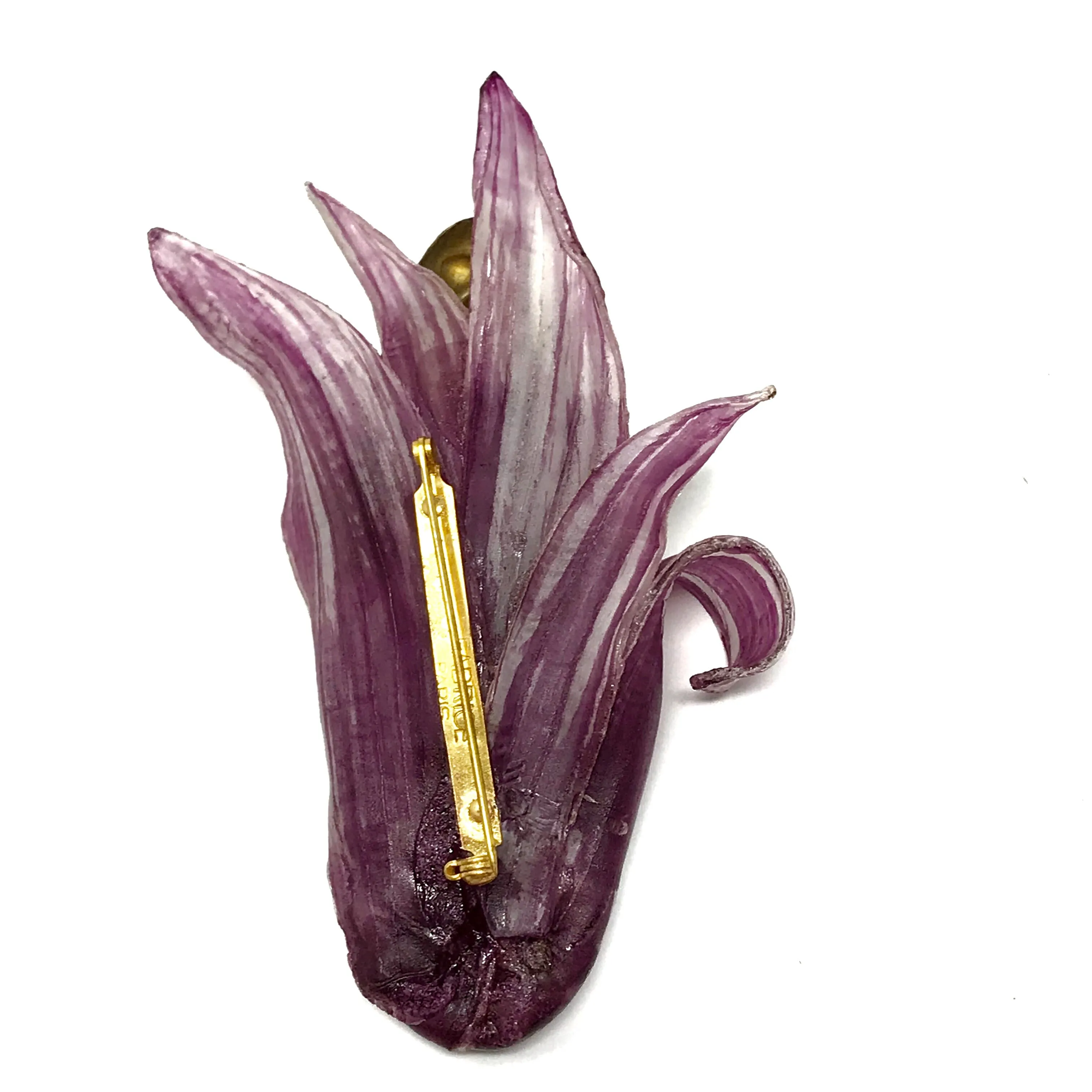 Fabrice Paris Purple and Gold Corn Husk Brooch Pin