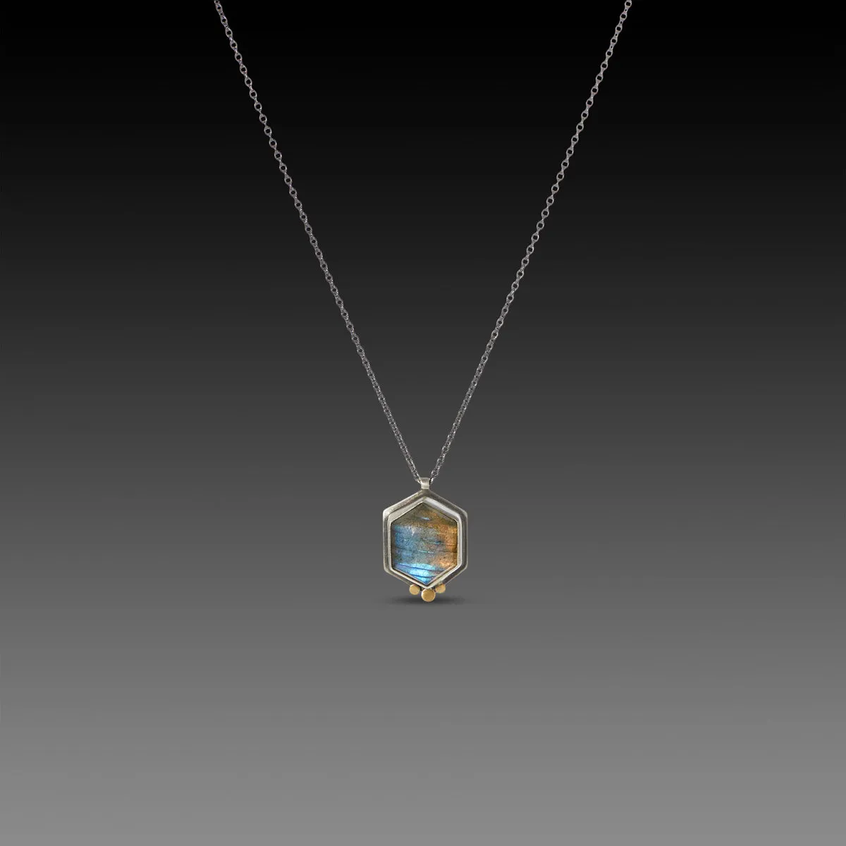 Geometric Labradorite Necklace with 22k Dots