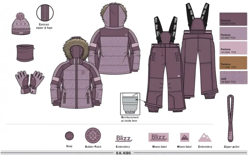 Girls Snowsuit 5 PCS Set - Lavender | Blizz