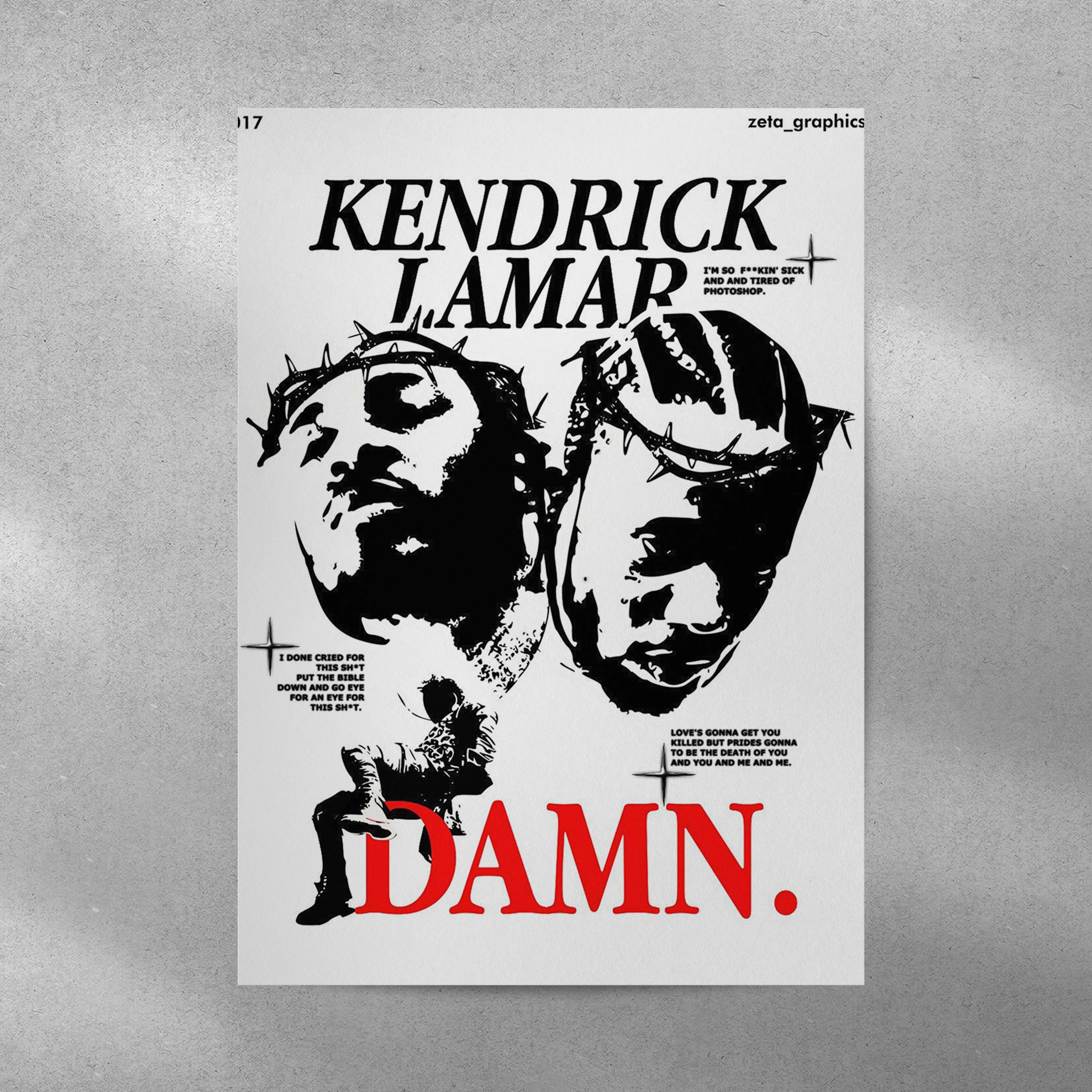 Kendrick Chamar Damn. Spotify Aesthetic Metal Poster