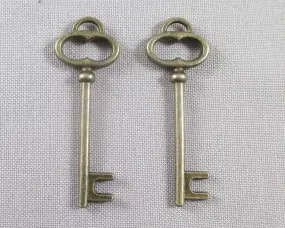 Key Charms Antique Bronze Tone 6pcs (0698)