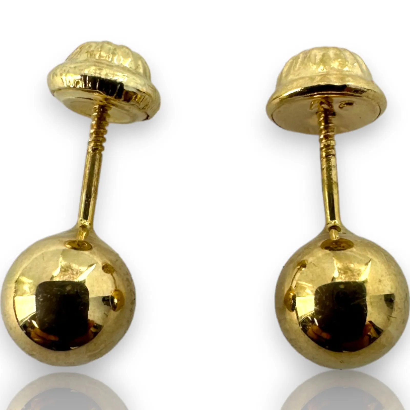 Kids 10kt Solid Yellow Gold 6mm Ball Stud Classic Everyday Screw-Back Pierced Earrings with 18k Earring Backs