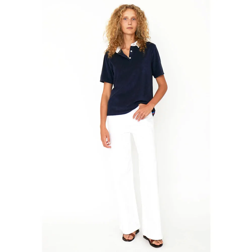 KULE~ Terry polo - cream and navy