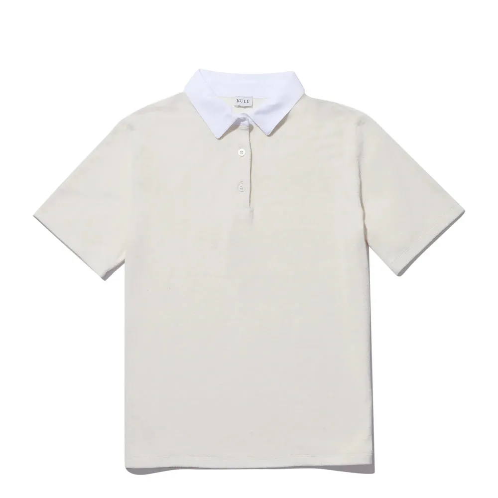 KULE~ Terry polo - cream and navy