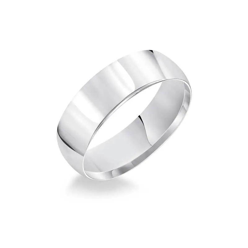 Ladies Polished Low Round Profile Comfort Fit Wedding Band