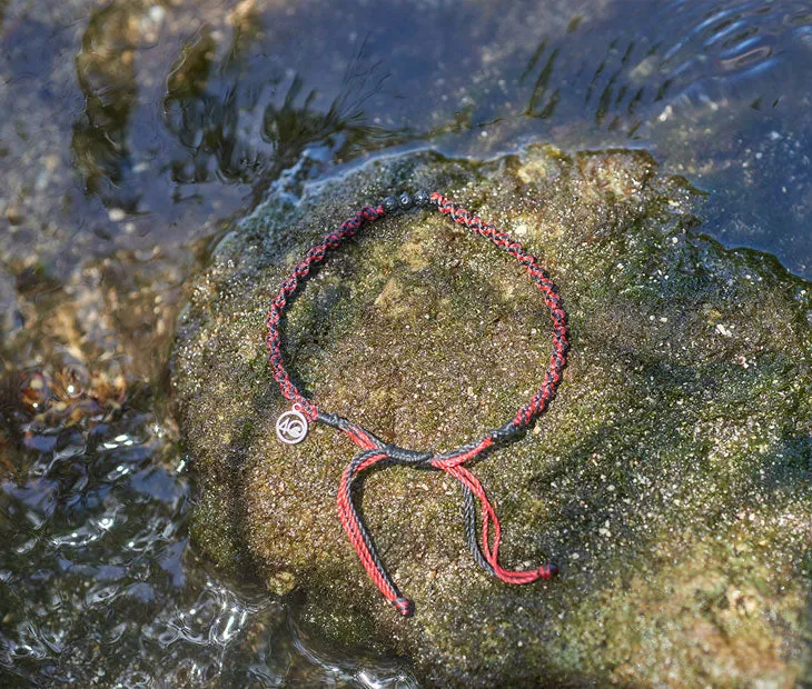 Crimson Sea Braided Lava Stone Anklet