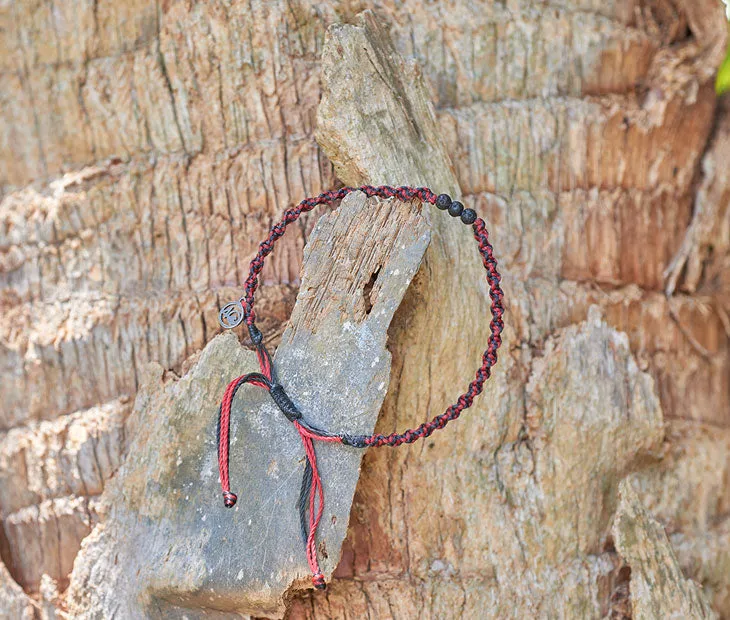 Crimson Sea Braided Lava Stone Anklet