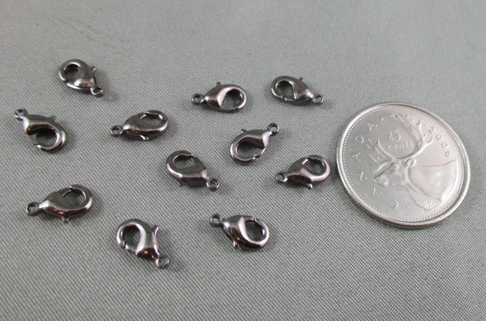 Lobster Clasp Gun Metal Tone Brass 5x10mm 10pcs (1341)