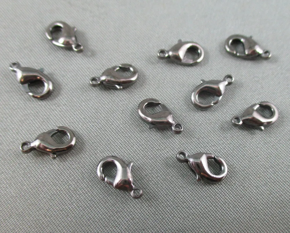 Lobster Clasp Gun Metal Tone Brass 5x10mm 10pcs (1341)