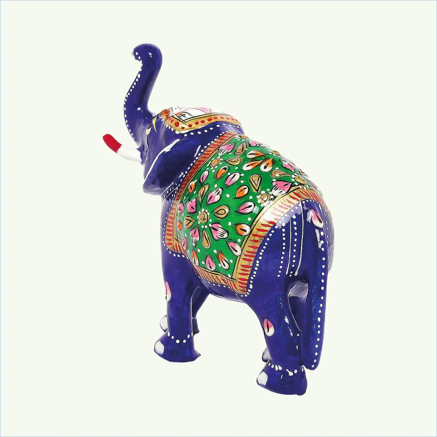 Metal Enamel Handpainted Trunk Up Elephant Small 3 in