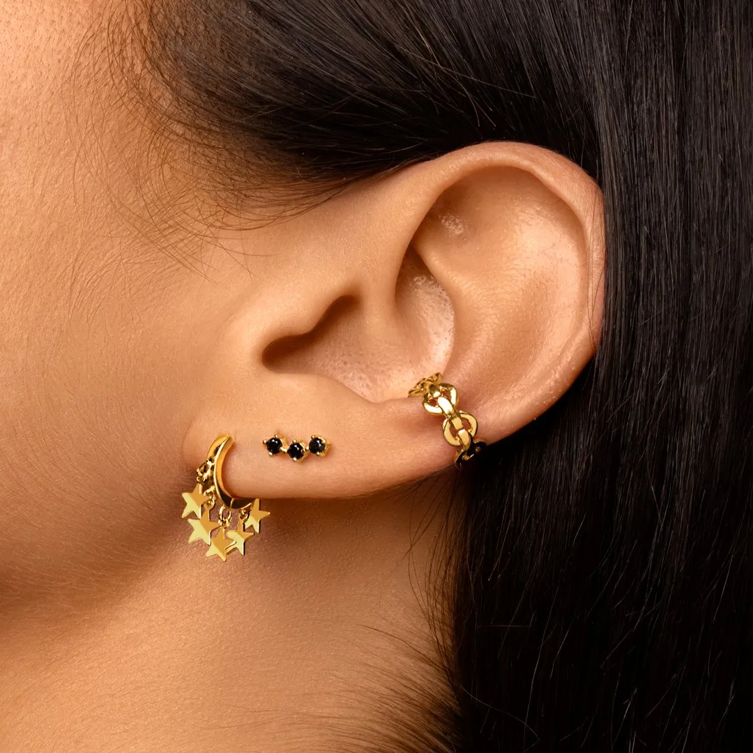 Mini Stars Gold Hoop Earrings