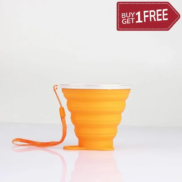 NEW 270ml Silicone Collapsible Travel Cup Outdoor Portable Folding Camping Cups With Lids Lanyard Expandable Drinking Copa