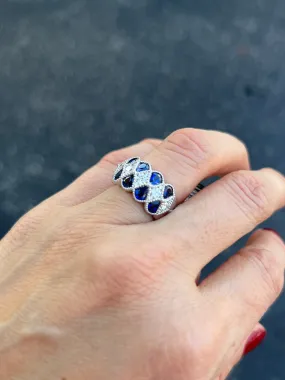 Pear Shape Sapphires and Diamonds Band Ring