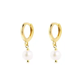 Pearl Gold Hoop Earrings