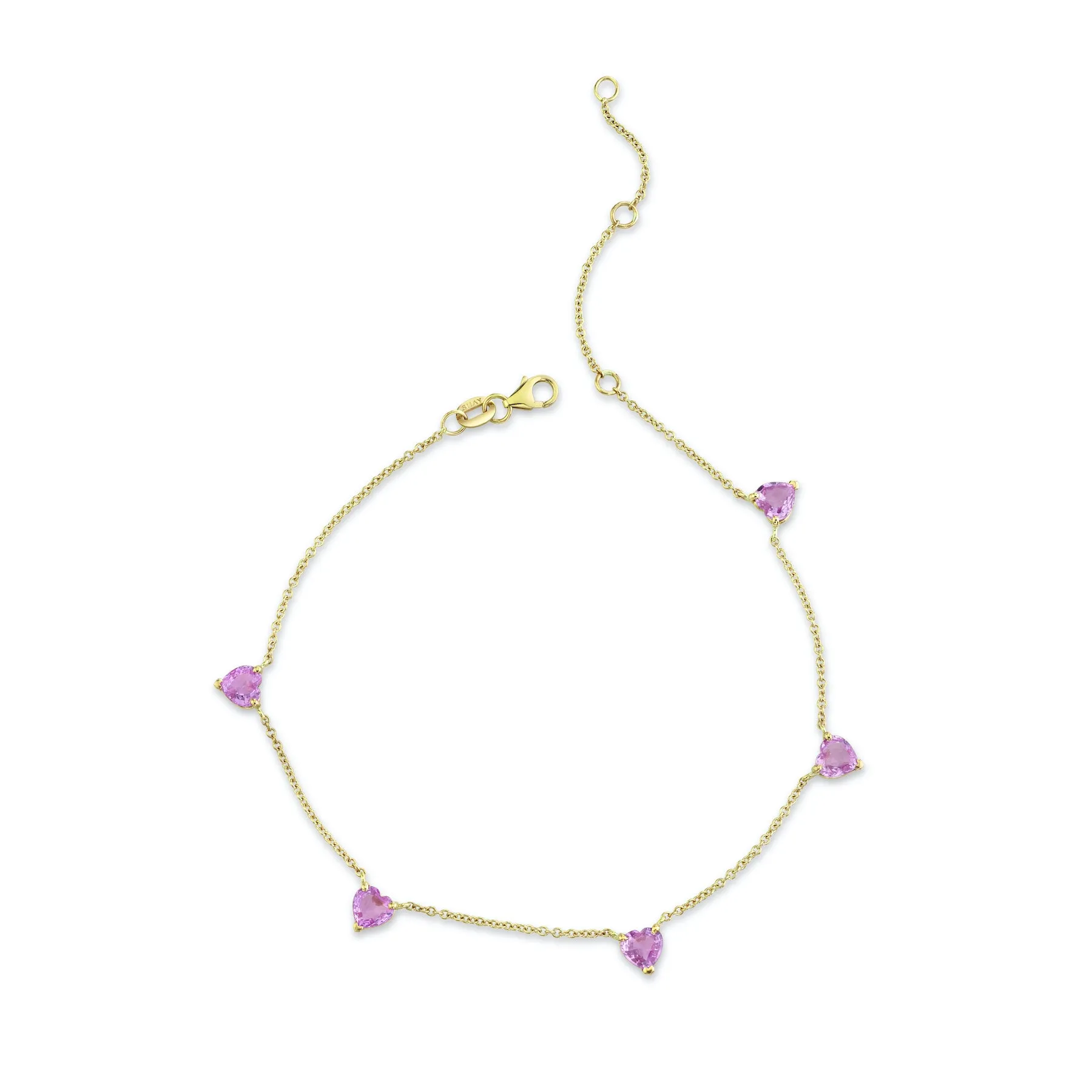 PINK SAPPHIRE 5 HEART ANKLET