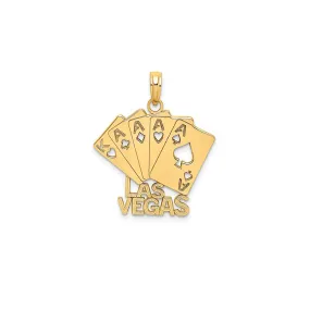 "Las Vegas" King & Aces Cards Pendant (14K)