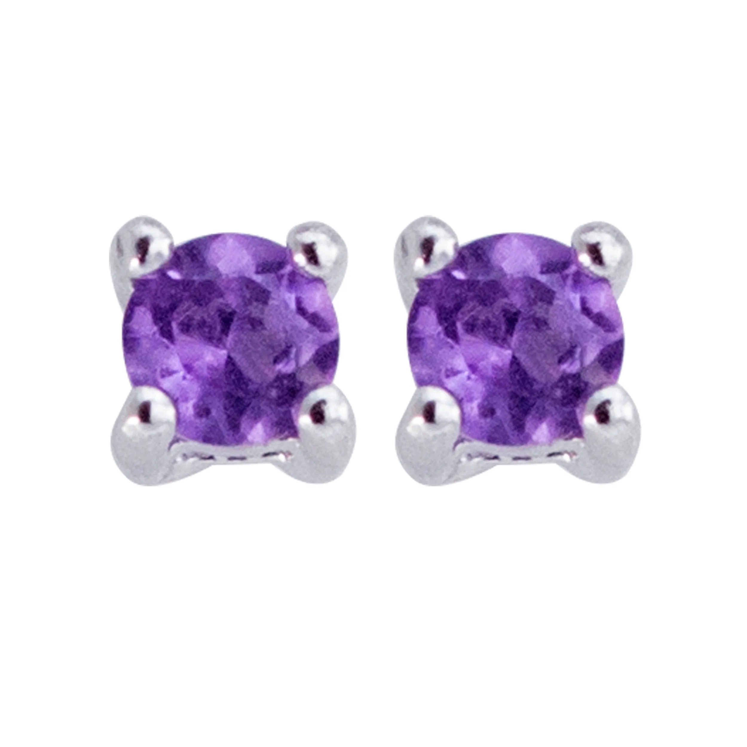 Round Amethyst Earrings 3mm