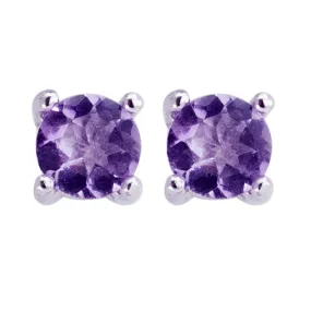 Round Amethyst Earrings 4mm