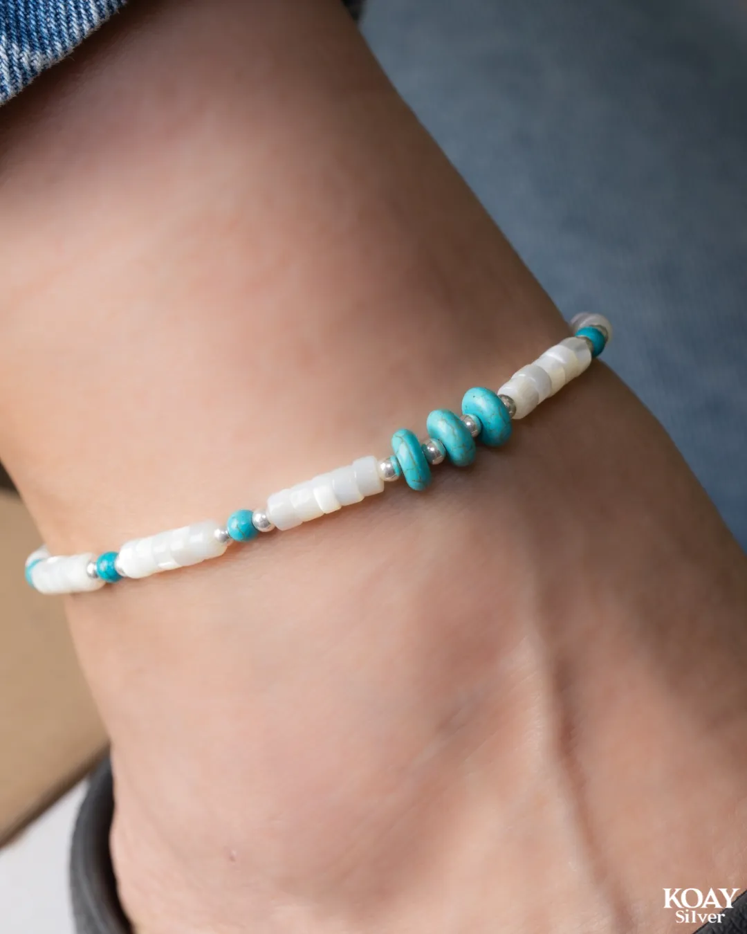 Sadaf And Turquoise Anklet