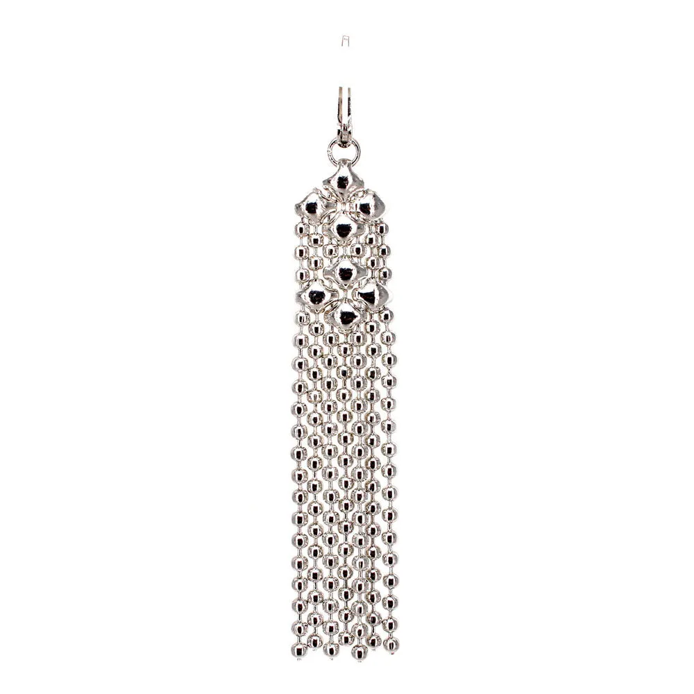 SG Liquid Metal E31-N Chrome Finish Earrings made of Tiny delicate ball chain by Sergio Gutierrez