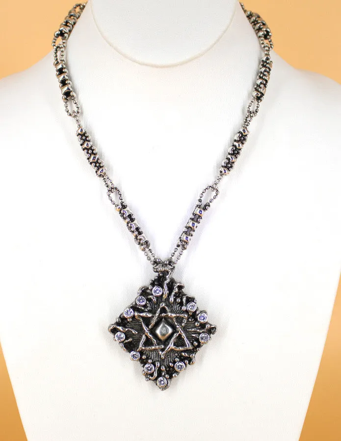 SG Liquid Metal LEN 3411 – Antique silver finish “Star of David “necklace by Sergio Gutierrez