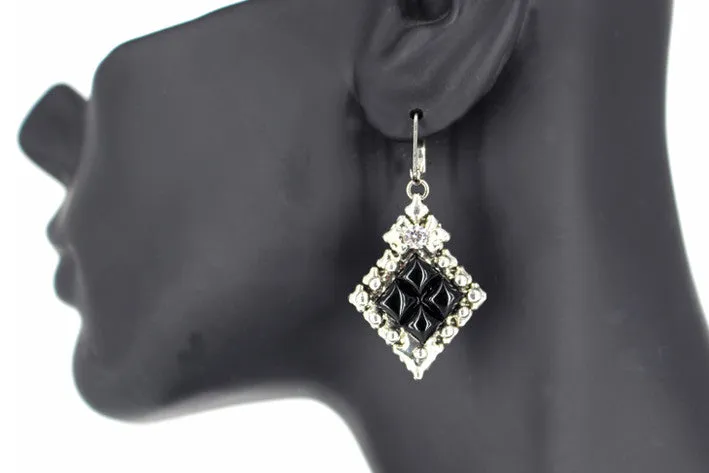 SG Liquid Metal PR-E1 – Antique Silver and Onyx Earring by Sergio Gutierrez