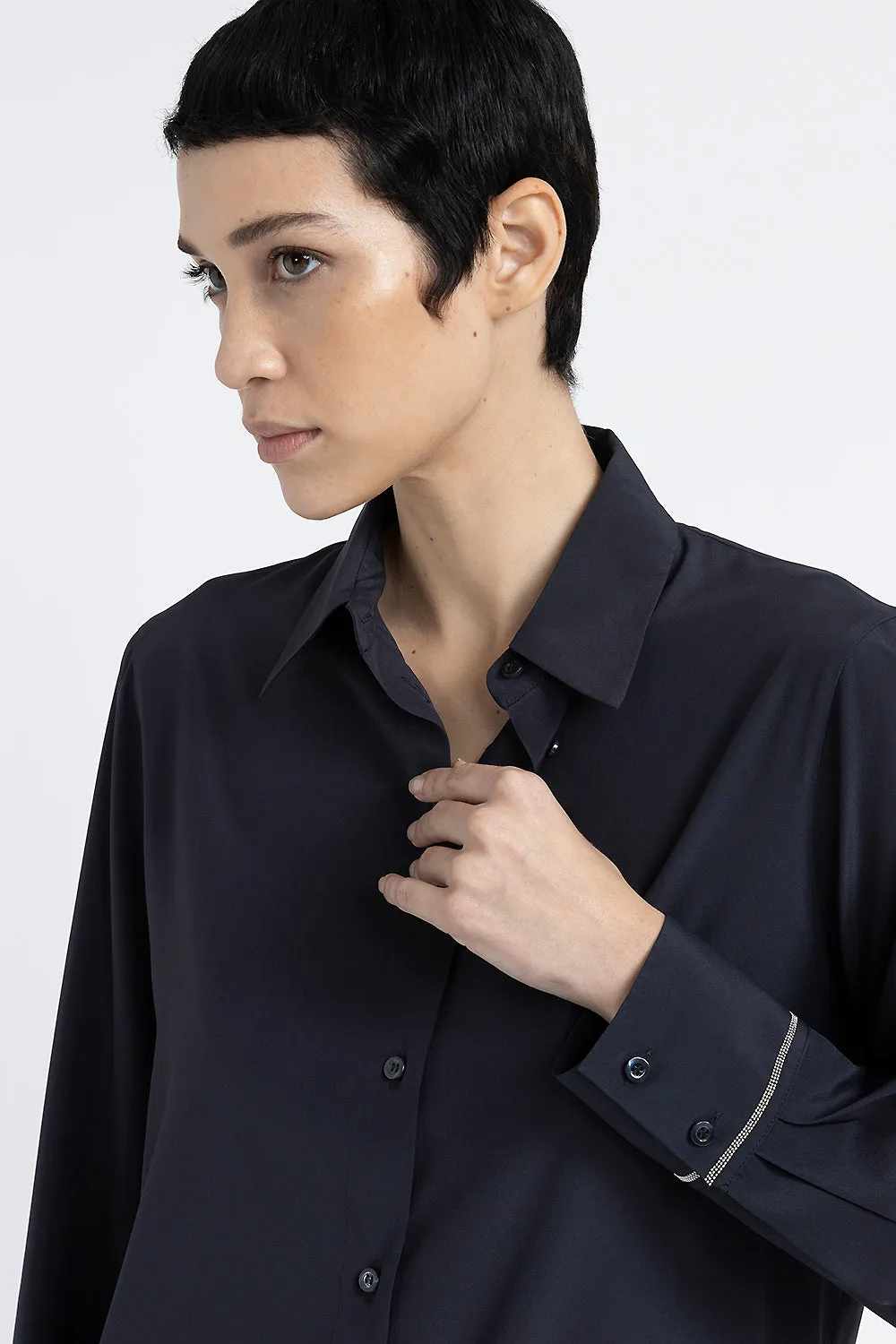 Stretch silk crepe de chine shirt