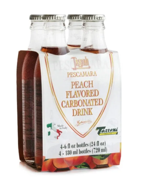 Tassino / Pescamara Peach Flavored Carbonated Drink 4 x 6 fl oz (180 ml) - (4-pack)